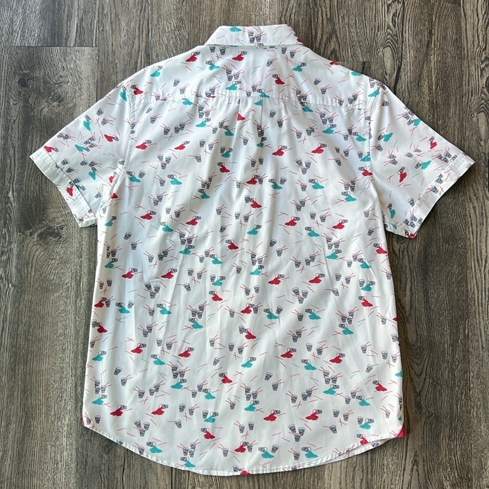 Original Penguin Shirt White Cotton Slurpee Short Sleeve Button Up Size Medium - Picture 10 of 13